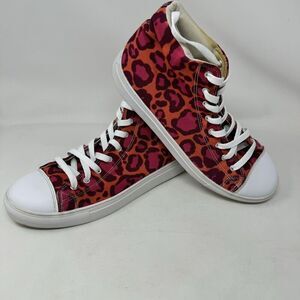 Stylish Pink Leopard Print High-Top Sneakers